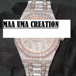 Luxury Moissanite Diamond <b>Watch</b> with Stainless Steel Band Finish Iced Out Design Customizable Colors - Product Image 1