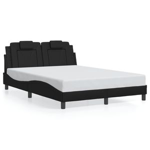Cadre de lit rembourré en similicuir noir sans matelas, taille 53,9''x74,8'' - Product Image 1