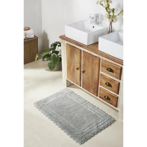 Tapis de bain en coton uni, rectangulaire, antidérapant, avec support en caoutchouc, style farmhouse, pour usage domestique - Product Image 4