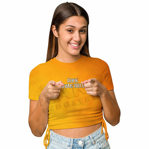 เสื้อยืดครอปท็อปผู้หญิง น้ำหนักเบา สวมใส่สบาย ยืดหยุ่นได้ เหมาะสำหรับใส่ในชีวิตประจำวัน คอกลม เสื้อยืดครอปท็อปผู้หญิง - Product Image 3