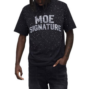 Camiseta de Moda Urbana con Estampado de Diamantes de Imitación, Estilo Hip Hop, para Hombre, 100% Algodón, Personalizable, Producción en Fábrica, Etiqueta Privada - Product Image 1