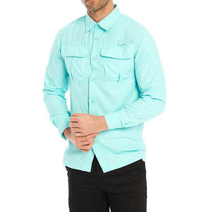 Chemises pour hommes, chemises de travail, chemises formelles de bureau, chemises décontractées à double poche, chemises en coton, col rabattu, coupe ample, couleur unie, manches longues - Product Image 1