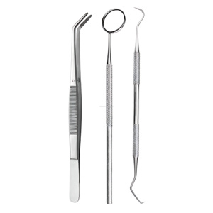Juego de Exploración Dental de 3 Piezas, Espejo, Explorador y Pinzas de Acero Inoxidable, Reutilizables, Autoclavables, Profesionales, Clínicos - Product Image 6