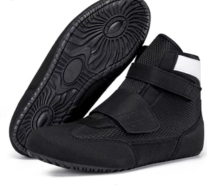 High Top Wrestling <b>Shoes</b> Black Mesh Upper <b>Velcro</b> Strap Rubber Outsole EVA Midsole Unisex Combat Training Footwear - Product Image 5