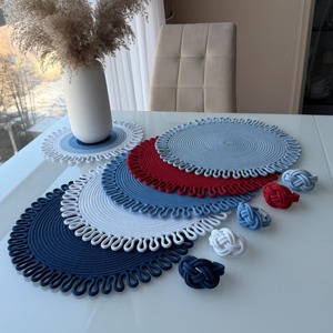 Lavish Blue Tone Macrame <b>Placemats</b> for Guest Entertaining <b>Dining</b> Setup and Festive <b>Table</b> Decoration Wholesale From India - Product Image 3