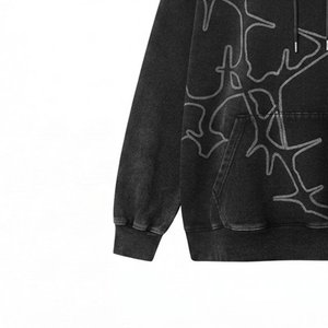 Nouvelle Vente – Sweat à Capuche Oversize Noir pour Homme avec Imprimé Abstrait en Coton French Terry – Coupe Décontractée Automne avec Poches - Product Image 6