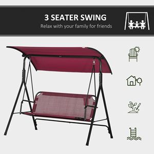 "3-Person Porch Swing with Stand Patio Swing for Comfortable Outdoor Seating Adjustable Tilt Canopy Bench Style" - Product Image 6