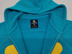 Sweat-shirt à capuche zippé turquoise avec imprimé géométrique jaune, vêtement décontracté unisexe, style automne - Product Image 3