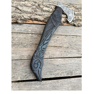 Hacha de cabeza peluda con mango de madera tallado a mano THEWIZ CRAFTS, hoja de acero al carbono, para uso en camping, garantía de 3 años, peso de 2-6 libras - Product Image 5
