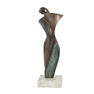 Escultura Moderna Abstracta de Círculo Metálico, Anillo Metálico Decorativo para Mesa, Estatua Martillada y Negra con Base de Mármol - Product Image 6