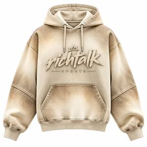 Sudadera con Capucha para Hombre, con Logotipo en Relieve, Oversize, de Algodón y Felpa, Estilo Casual, para Invierno, Transpirable, Lavada, Ecológica - Product Image 1