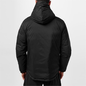 Veste matelassée à capuche noire pour homme, coupe-vent en polyester, vêtement d'extérieur décontracté d'hiver, coupe régulière, style pull, couleur unie - Product Image 3