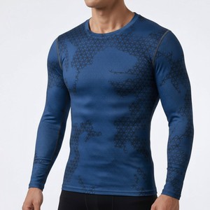 Maillot de compression à manches longues pour garçons, bleu, imprimé par sublimation, séchage rapide, pour enfants - Product Image 2