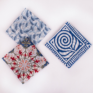 Bandana ethnique en coton naturel pour femme, motif floral imprimé au bloc, multicolore, magnifique et écologique, collection été - Product Image 4
