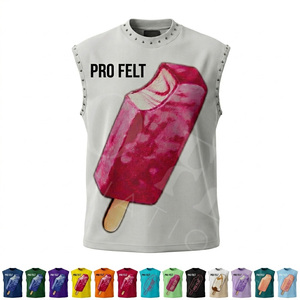 Summer Top Quality Sleeveless Tank Top Puff Printed Custom Design Casual Streetwear Fitness Cotton Lightweight Breathable <b>Tshirt</b> - Product Image 1