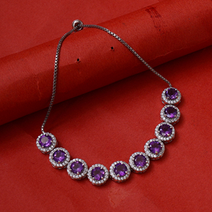 925 Sterling Silver <b>Amethyst</b> Fine <b>Bracelet</b> for Women Adjustable Jewelry Fashionable Classic Style Anniversary Party Gift Product - Product Image 3