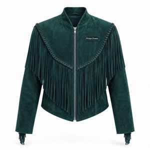 Última Chaqueta de Motero de Ante con Flecos para Hombre 2026, Abrigo Vaquero Occidental con Borlas, Ropa Exterior Vintage con Cierre de Cremallera, Venta al por Mayor OEM Personalizada - Product Image 1