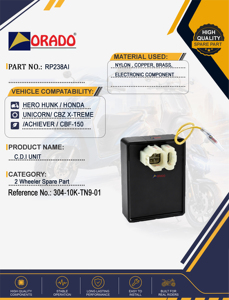 hero hunk honda unicorn cbz xtreme achiever cbf 150 cdi unit export quality for two wheeler spare parts india orado - Product Image 2