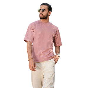T-shirts pour hommes de style tendance, haute qualité, confortables, 100% coton, manches courtes avec impression en relief et épaules tombantes - Product Image 1