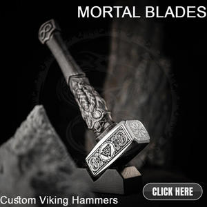 Mortal Blades Marteau de Thor Viking unique fait main en acier à haute teneur en carbone avec manche en bois de hickory gravé, Marteau de toiture, DIY OEM - Product Image 6
