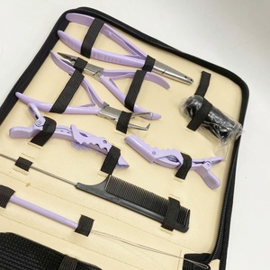 Professional Hair Extension Tool Kit with Zipper Case Pliers, <b>Needle</b> <b>Threader</b>, Hair Clips, Loops & Weaving Thread Set for Salon - Product Image 6