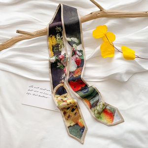 Delicate Streamers Silk Bag Straps Oil Painting Style Small Ribbon Long Scarf Belt Four Seasons Versatile Fashion <b>Headband</b> - Product Image 2