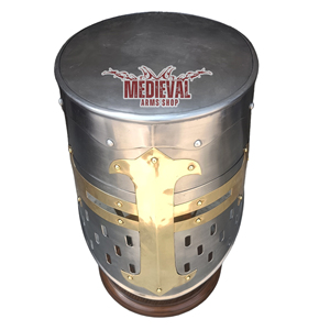 Casco de Caballero Templario Medieval de Acero Suave con Cruz de Latón Pulido, Armadura Histórica Hecha a Mano para Exhibición, Reenactamiento, Halloween - Product Image 5
