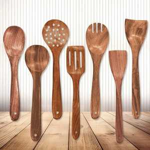Ensemble d'ustensiles de cuisine en bois, design classique, écologique, durable, cuillère à long manche, idée cadeau de mariage - Product Image 3