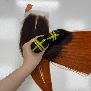 Ombre naranja vietnamita humano Color Natural precio de fábrica extensiones de cabello hueso cabello liso - Product Image 1