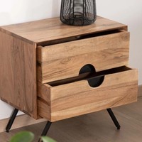 Table de chevet Vandana Golden Craft avec 2 tiroirs en bois d'acacia naturel