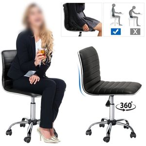 Chaise de bureau pivotante moderne sans accoudoirs en similicuir réglable noire - Product Image 5