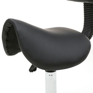 Sgabello da Salone Regolabile a Forma di Sella con Schienale, Arredamento per Salone Nero - Product Image 2