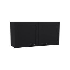 Zurich Double Door Wide Wall Cabinet Black One Shelf <b>Kitchen</b> <b>Storage</b> Utility Rack - Product Image 3