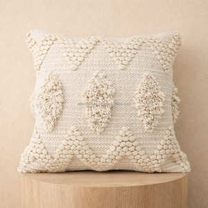 Housse de coussin géométrique texturée style bohème, housse de coussin décorative tissée ivoire, coussin d'appoint bohème neutre pour canapé - Product Image 2