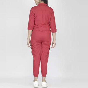 Conjunto de Ropa Urbana para Mujer, Chaqueta Corta y Pantalones con Múltiples Bolsillos, Fabricante de Conjuntos de Dos Piezas - Product Image 4