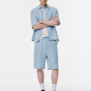 EQUEST GEAR Ensembles de jeans pour hommes en deux pièces, conçus avec soin, de haute qualité, chemises à manches courtes, shorts en jean, streetwear respirant - Product Image 1