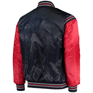 Veste universitaire pour homme, couleur marine et rouge, col rabattu, fermeture à boutons, doublure en satin, style preppy, vêtement d'automne - Product Image 2