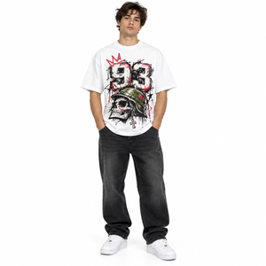 Maßgefertigtes Großhandels-Weißes Übergroßes T-Shirt Unisex Schwergewichtiges Baumwoll-Tee 92 Grafik Drop-Shoulder Streetwear Private Label Bekleidung - Product Image 3