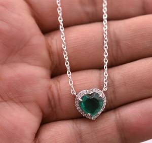 Collier en émeraude zambienne, argent sterling, pendentif plaqué or 14 carats, rhodium, bijoux fins de luxe, cadeau élégant pour femmes - Product Image 3