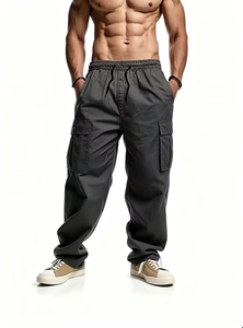 Pantalon cargo en toile Mego Industry léger, respirant, écologique, séchage rapide, coupe droite, fermeture éclair, taille mi-haute, décontracté pour homme - Product Image 5