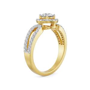 แหวนเงินประดับมอสซาไนต์ทรงกลมทรงหรูหรา ดีไซน์แบบ Halo Pave Setting ขาแหวนแยกสีทูโทน แหวนหมั้นและแต่งงานสุดหรูสำหรับผู้หญิง - Product Image 3