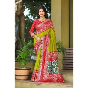 Belle broderie Saree avec bordure en dentelle de séquence Produit en tissu haut de gamme - Product Image 1