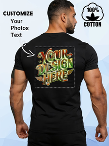 Custom Men's 100% Cotton Short Sleeve T-Shirt With Front And <b>Back</b> Print Design Regular Fit O-Neck Casual Jersey Knitted Style - Product Image 2