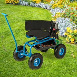 Carrello da Giardino Girevole Regolabile in Altezza con Cesto Portaoggetti, 1 Pezzo - Product Image 2