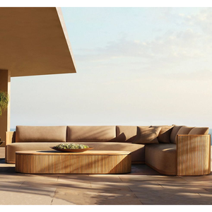 Sofá de patio de teca para exteriores, hecho en Indonesia, muebles de madera maciza - Product Image 1