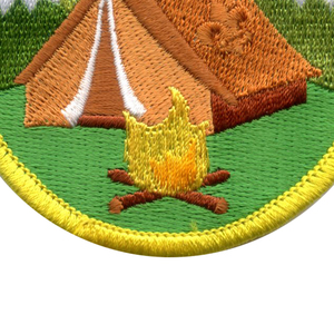 Embroidered Cricket Ball Flame Patch Sew-On Fabric <b>Badge</b> Rectangle Shape Eco-Friendly Customized Small Size Garment Cut Style - Product Image 2
