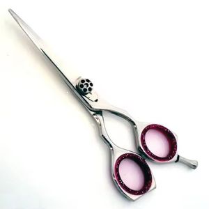 Professional Hair Scissors Stainless Steel Sharp Blade Right Handed <b>Long</b> <b>Handle</b> Red Accented Salon <b>Shears</b> 6.5 Inch - Product Image 2