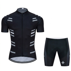 Ensemble de cyclisme personnalisé noir pour homme, short à bretelles à manches courtes, respirant, séchage rapide, équipement de cyclisme en plein air, vêtements d'entraînement athlétique - Product Image 1