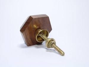 Modern Hexagon Wooden Drawer <b>Knob</b> Gold Inlay Cabinet <b>Handle</b> Decorative <b>Furniture</b> Pull <b>Knob</b> for Wardrobe Dresser Kitchen Door - Product Image 6