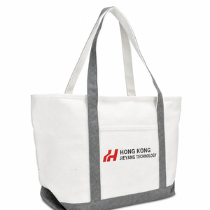 Customized Logo Long Handle Eco-Friendly Durable Cotton Canvas Tote <b>Shopping</b> <b>Bag</b> Zipper Closure <b>Reusable</b> for Gift Outdoor Use - Product Image 3